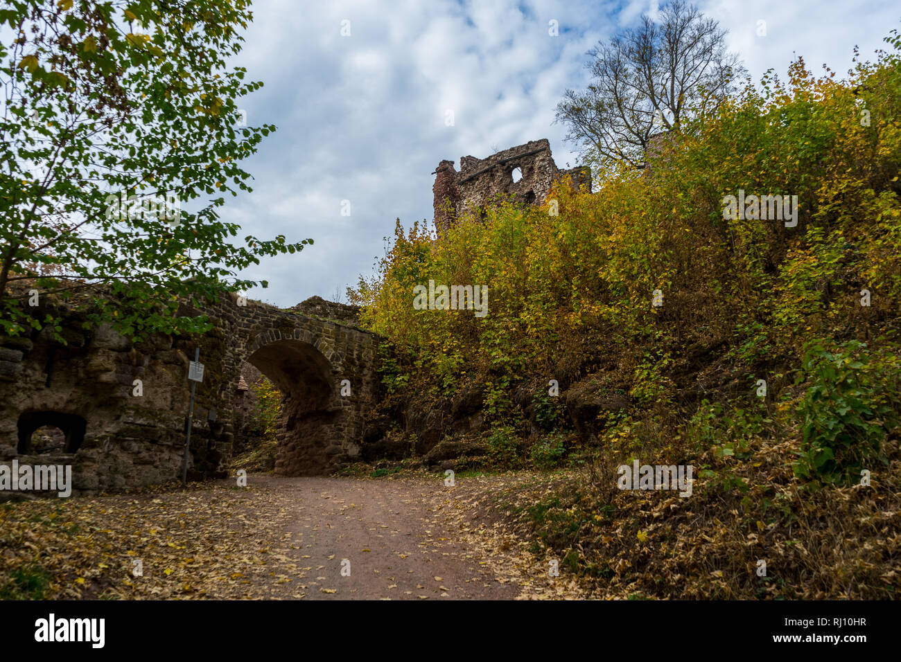 Burg Hohnstein ruins entrance arch in Harz Neustadt of Germany Stock Photo