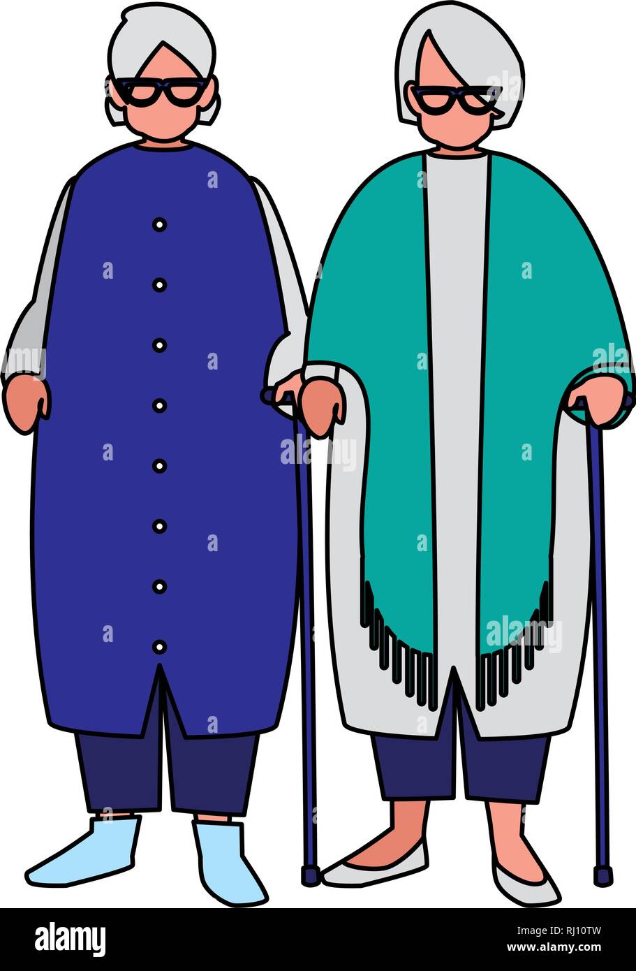 cute grandmothers couple avatars characters vector illustration design Stock Vector