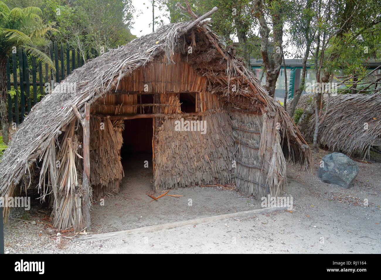 Sleeping hut at Te Puia, New Zealand Stock Photo