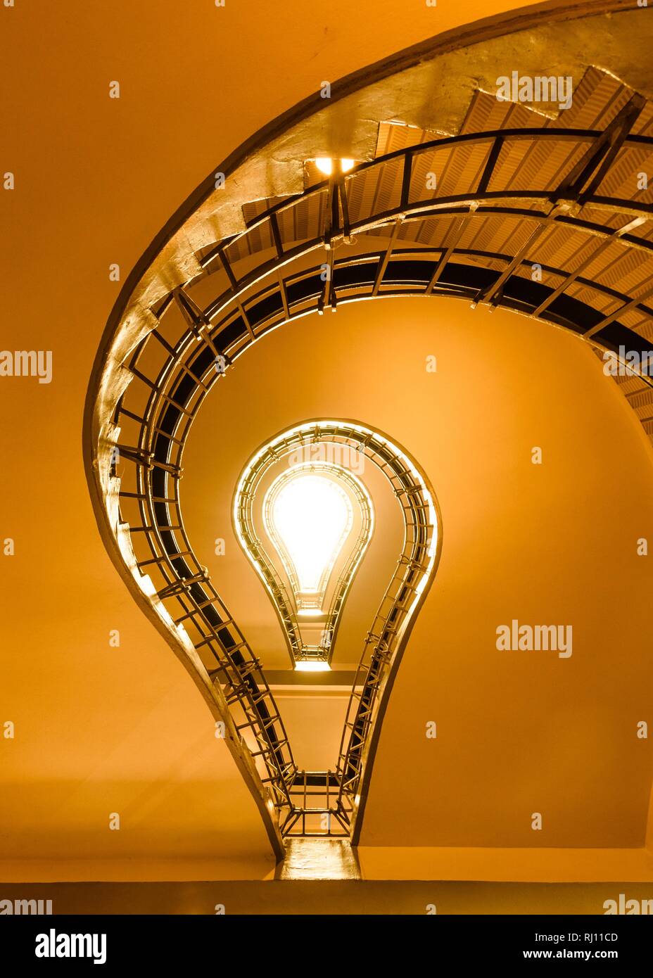 Lightbulb staircase of House of the Black Madonna, Czech cubism, Prague, Czech Republic Stock Photo