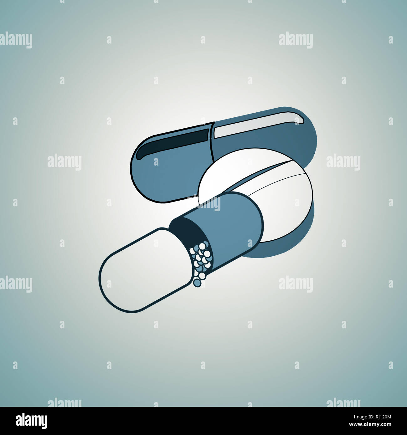 drug pills capsule medication icon sign Stock Photo