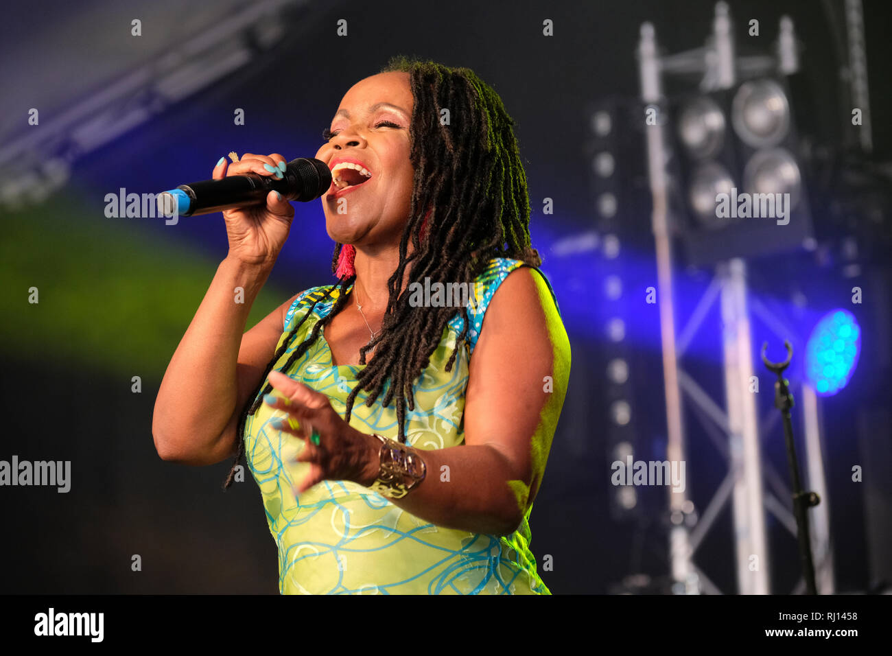 PP Arnold performing at the Cornbury Music Festival, Great Tew, Oxfordshire, UK. July 14, 2018 Stock Photo