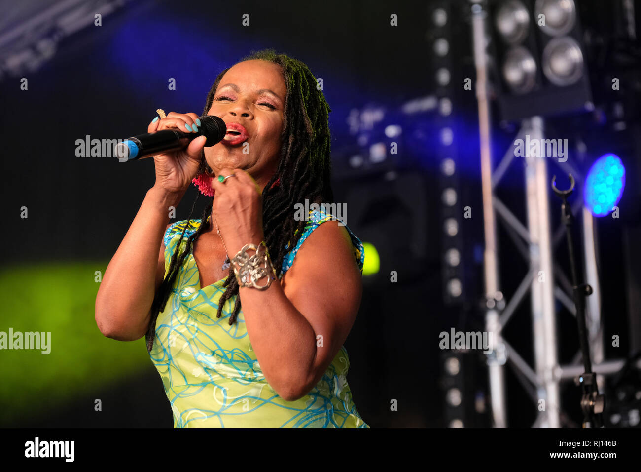 PP Arnold performing at the Cornbury Music Festival, Great Tew, Oxfordshire, UK. July 14, 2018 Stock Photo