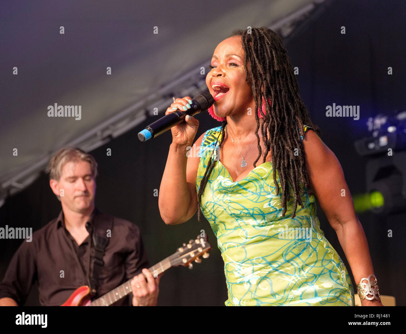 PP Arnold performing at the Cornbury Music Festival, Great Tew, Oxfordshire, UK. July 14, 2018 Stock Photo