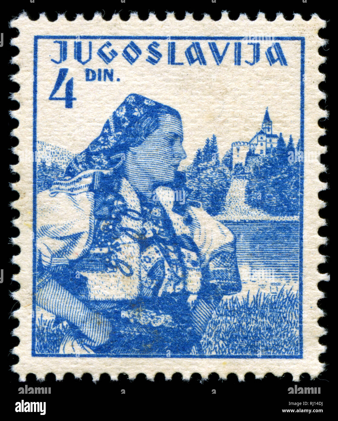 Postage stamp from the former state of Yugoslavia in the Philatelic Exhibition series issued in 1937 Stock Photo