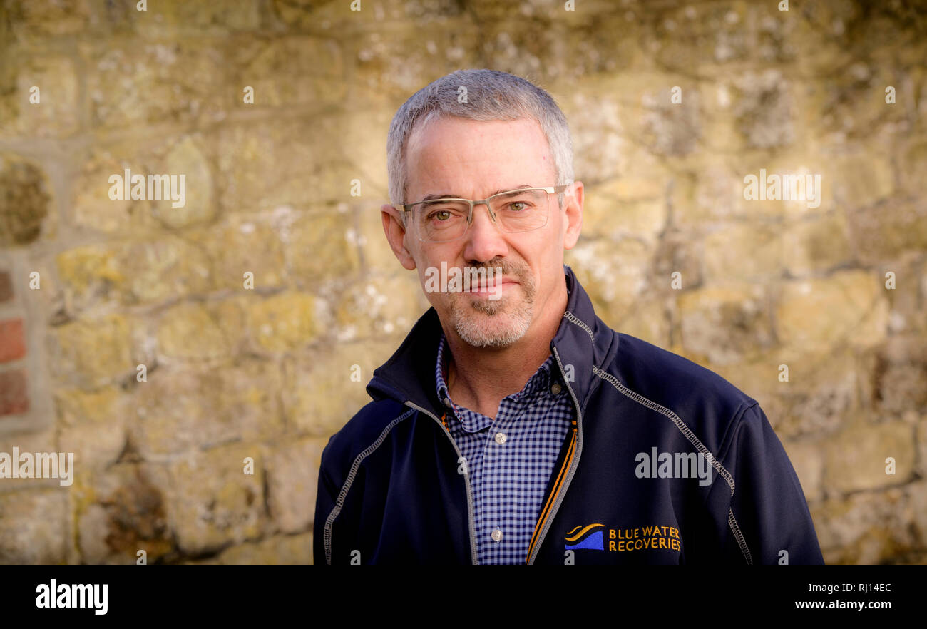 Marine scientist and oceanographer David Mearns who specialises in deep water search and recovery operations. Photographed in West Sussex 2017. Stock Photo