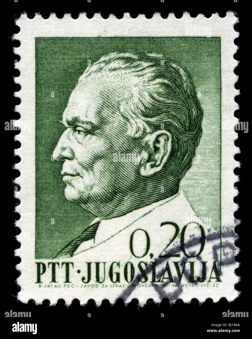 Postage stamp from the former state of Yugoslavia in the President Tito series issued in 1967 Stock Photo