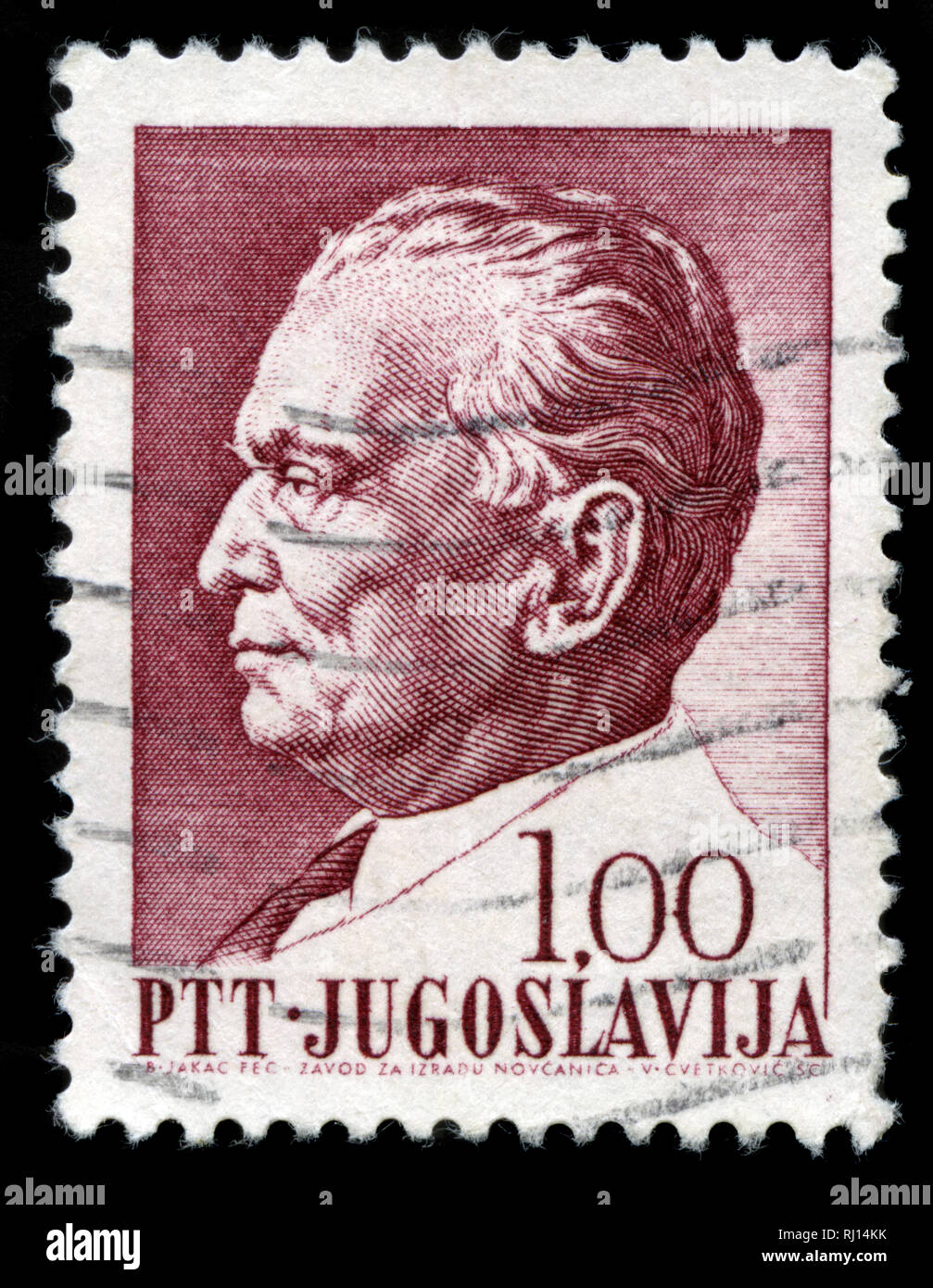 Postage stamp from the former state of Yugoslavia in the President Tito series issued in 1967 Stock Photo