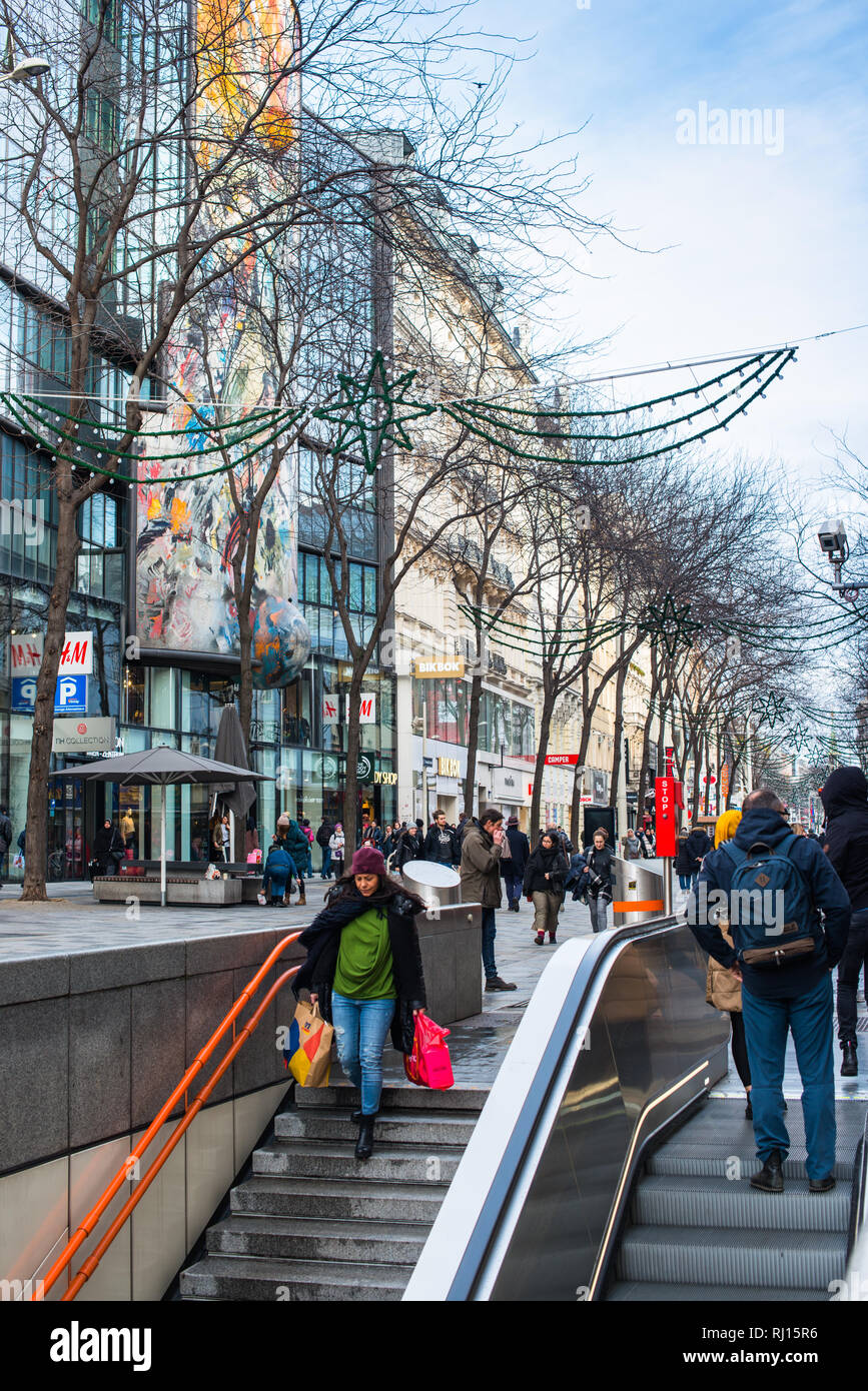 Zieglergasse u-bahn station on Mariahilfer Strasse shopping street, Vienna, Austria, Europe Stock Photo