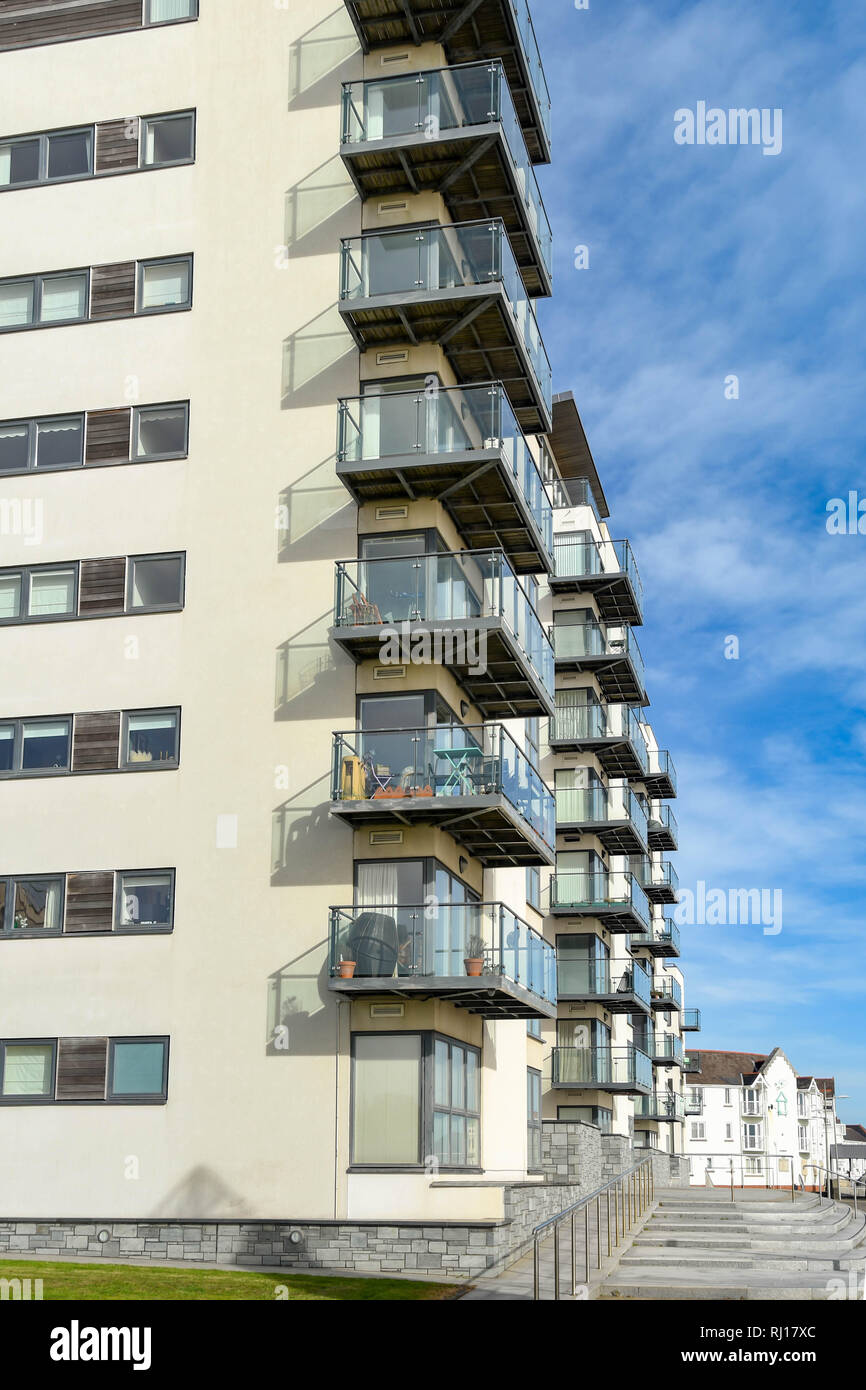 SWANSEA, WALES - OCTOBER 2018: Apartments in the Swansea marina development. Stock Photo