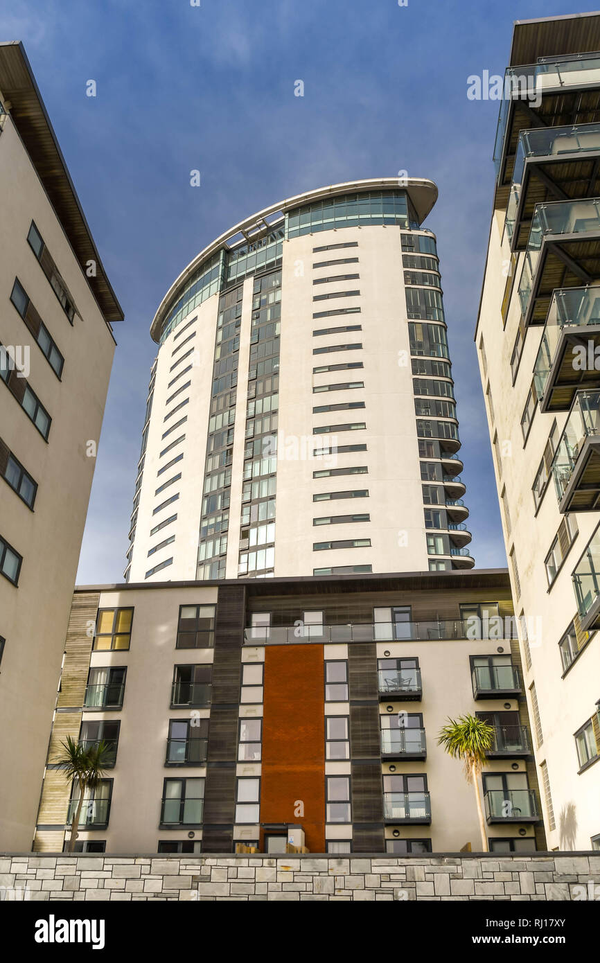 SWANSEA, WALES OCTOBER 2018 Apartments in the Swansea marina