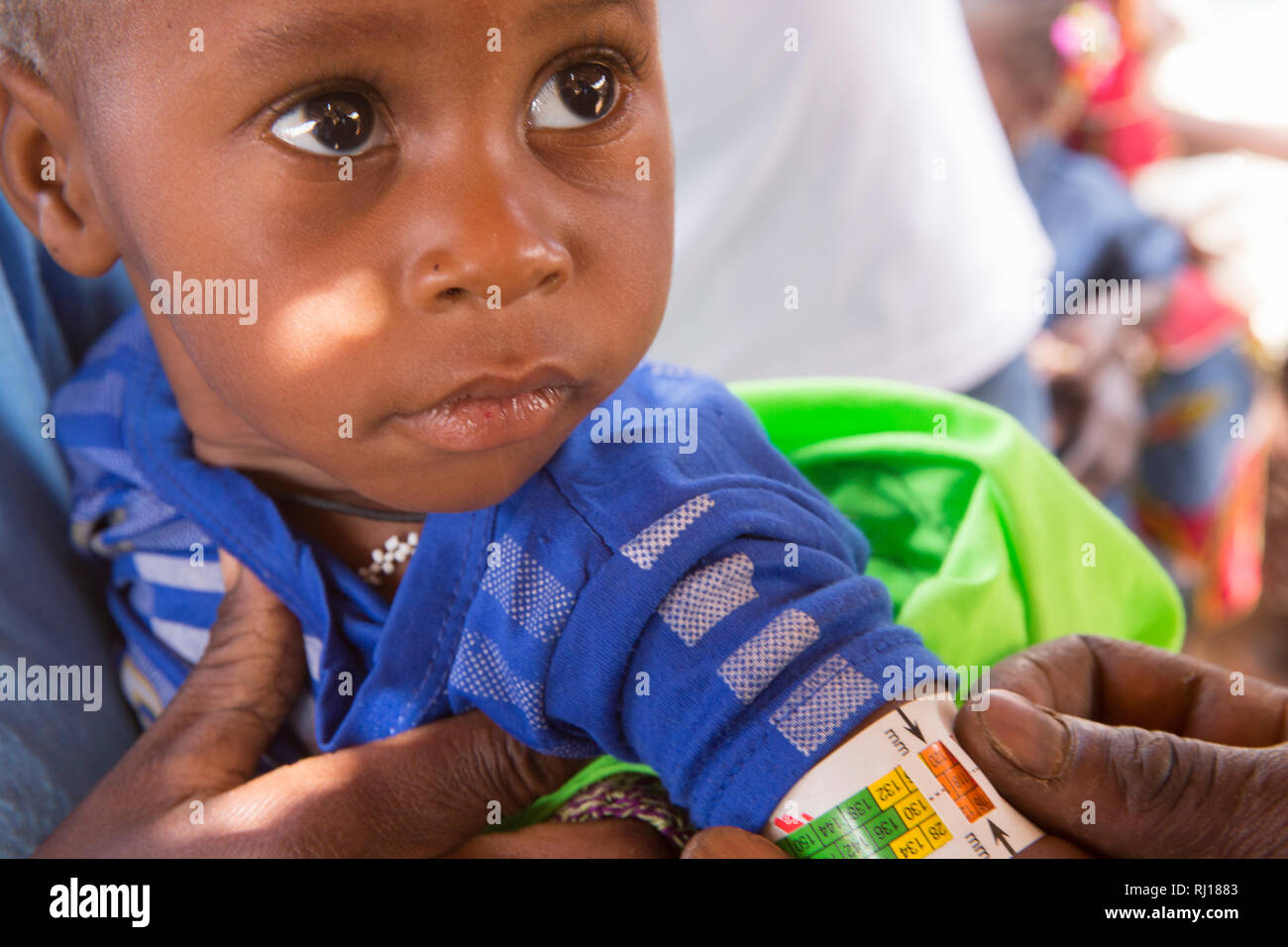 Samba village, Yako Province, Burkina Faso. CVN nutition team check children for signs on malnutition. Stock Photo