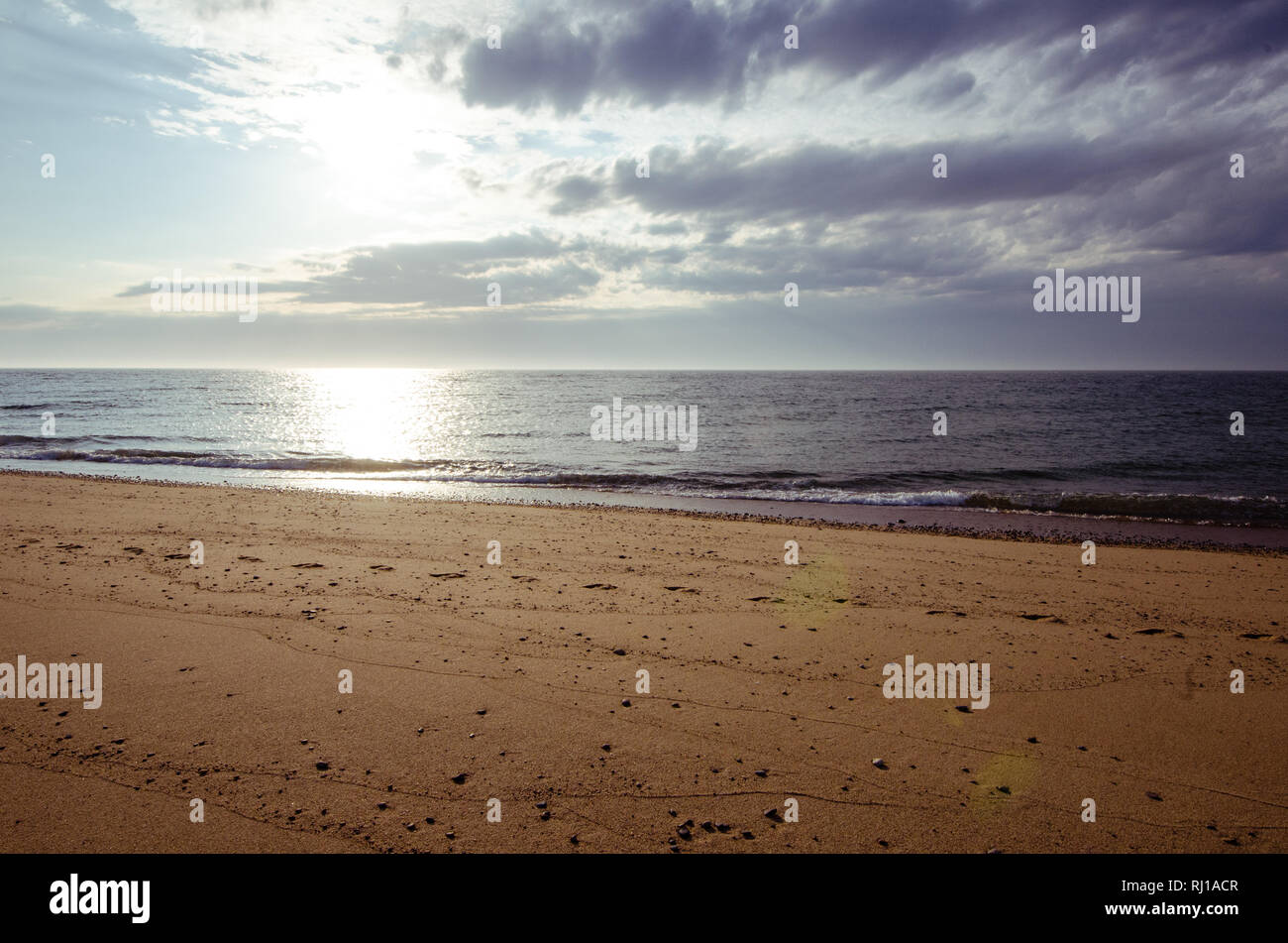 Sunset on the beach of Provincetown Cape Cod, along the National Seashore Race Point beach Stock