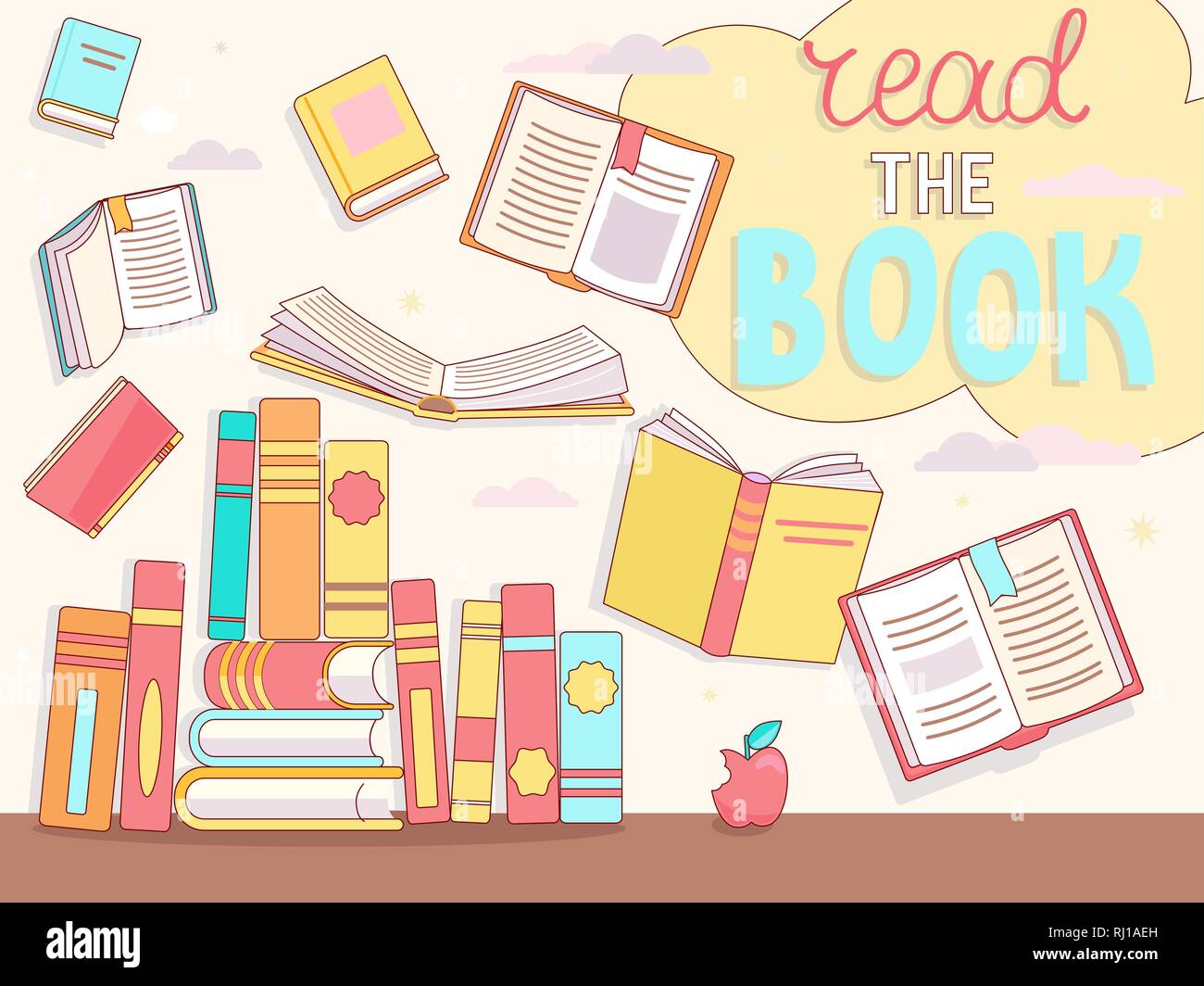 Read the book concept, close and open books. Stock Vector
