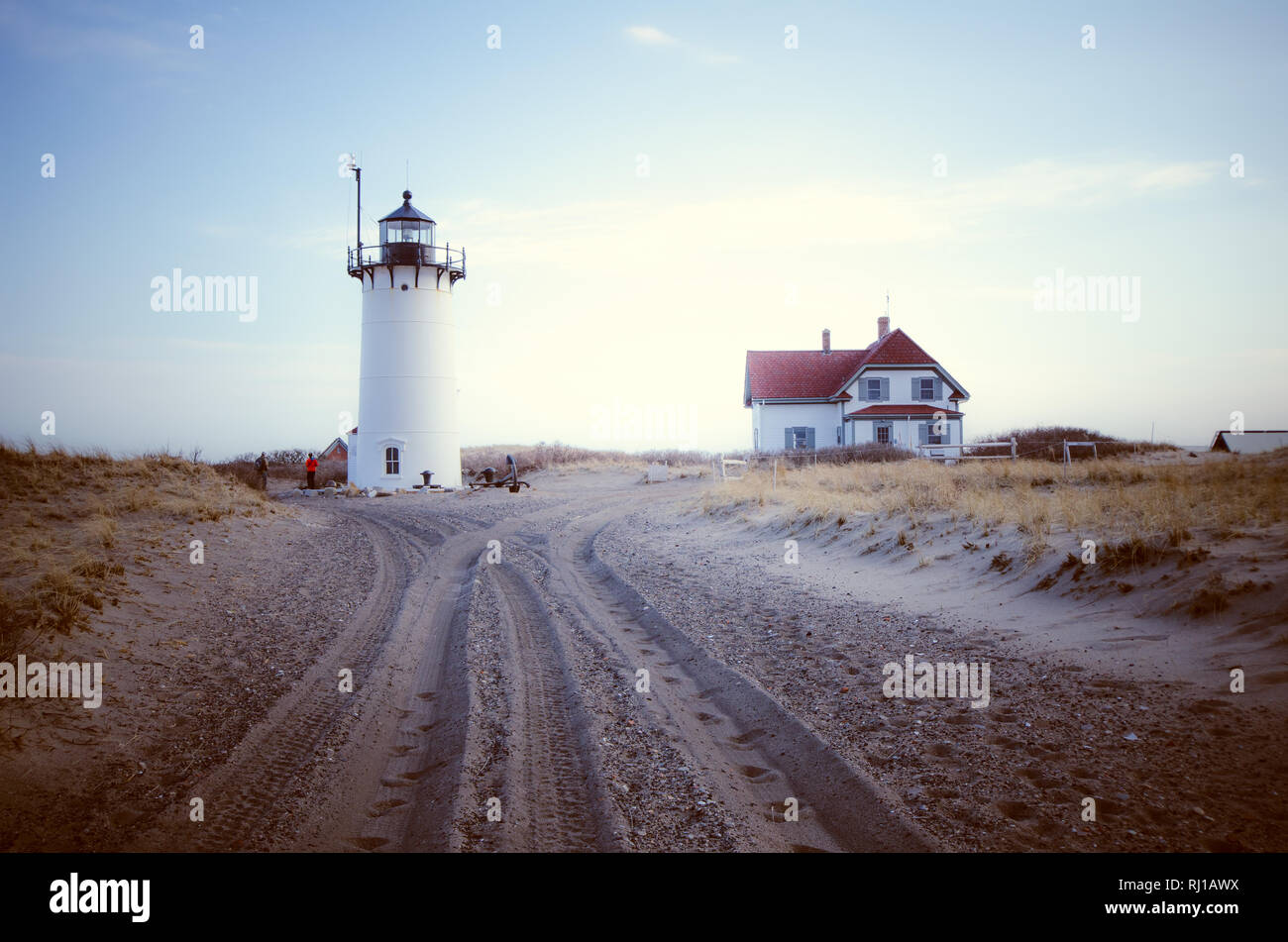 Race Point Lighthouse on Cape Cod National Seashore Stock Photo