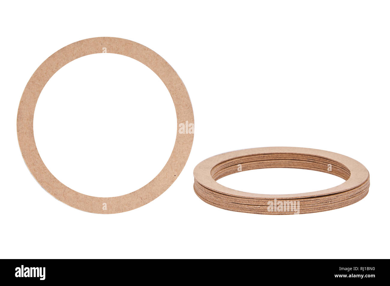 Paper Sealing rings (gaskets, orings) isolated on white background