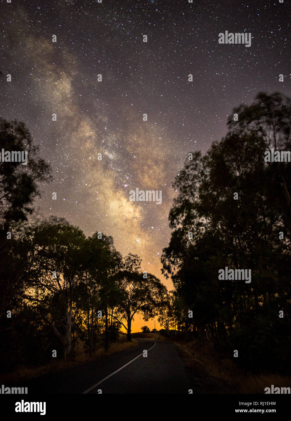 Milky way over a road Stock Photo - Alamy