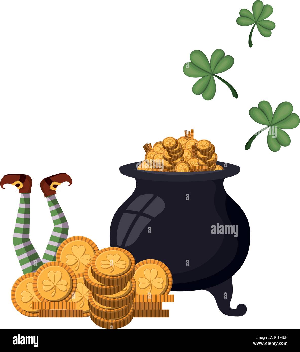 leprechaun cauldron with coins isolated icon Stock Vector Image &amp; Art ...