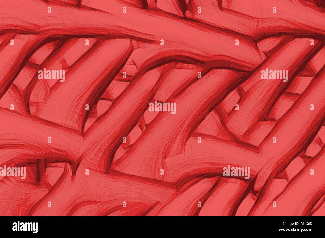 Red bendable texture with fractal branches patterns Stock Photo