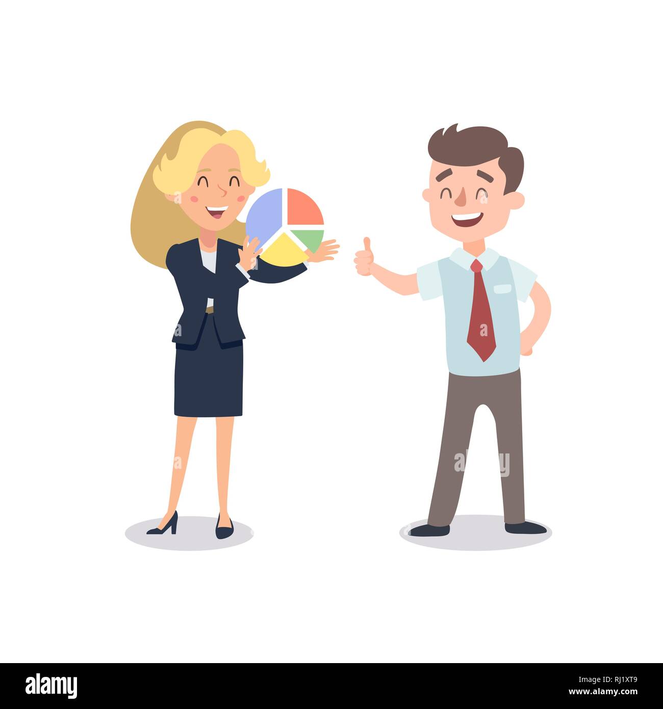 Man and woman present a project. Vector illustration with cartoon  characters. Team building. Leadership. Management Stock Vector Image & Art  - Alamy