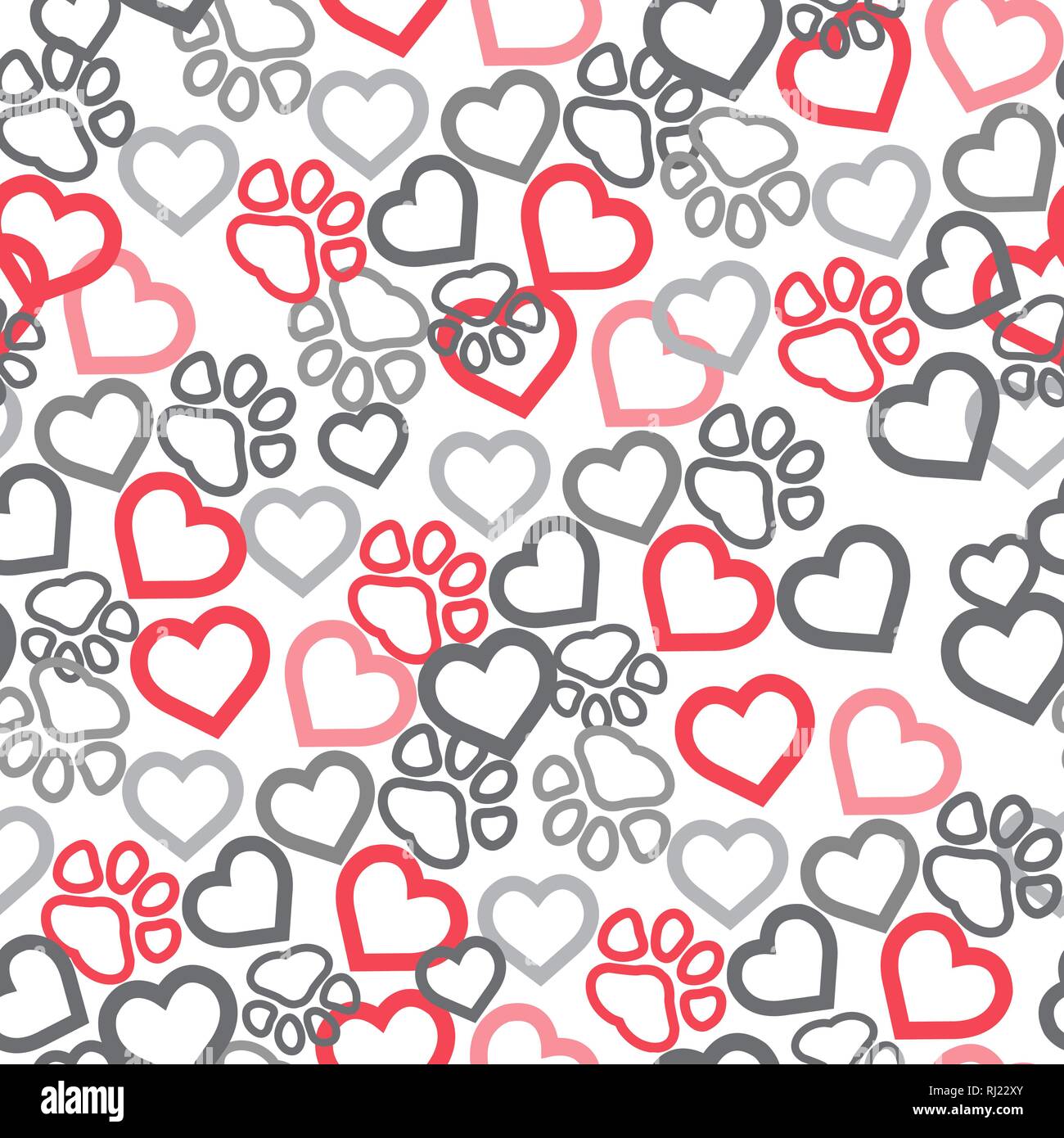 Dog Paw Cat Paw heart love puppy foot print kitten valentine vector  Seamless Pattern wallpaper background. eps 10 Stock Vector Image & Art -  Alamy