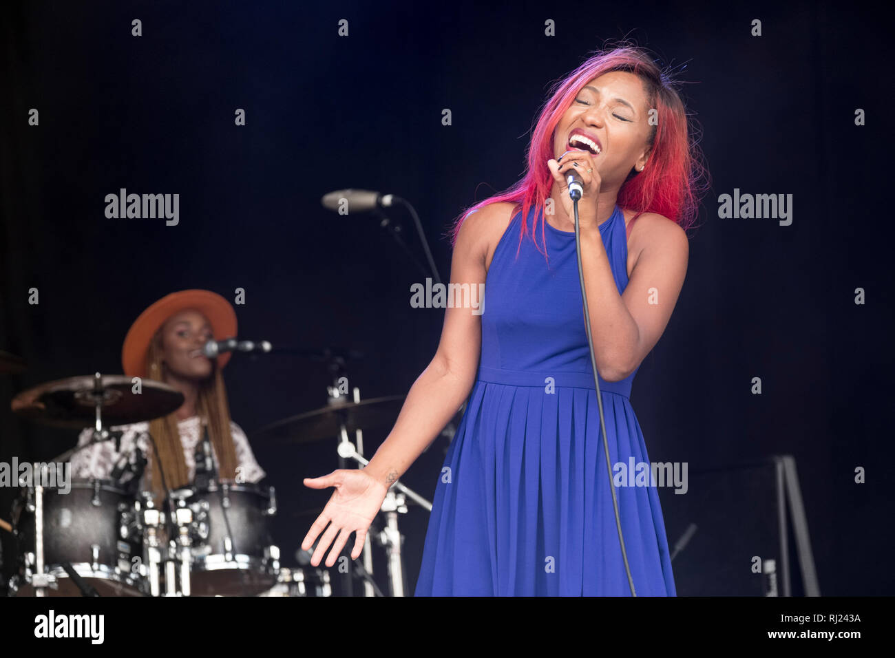 Tierinii Jackson of Southern Avenue performing at the Cornbury Music Festival, Great Tew, Oxfordshire, UK. July 14, 2018 Stock Photo