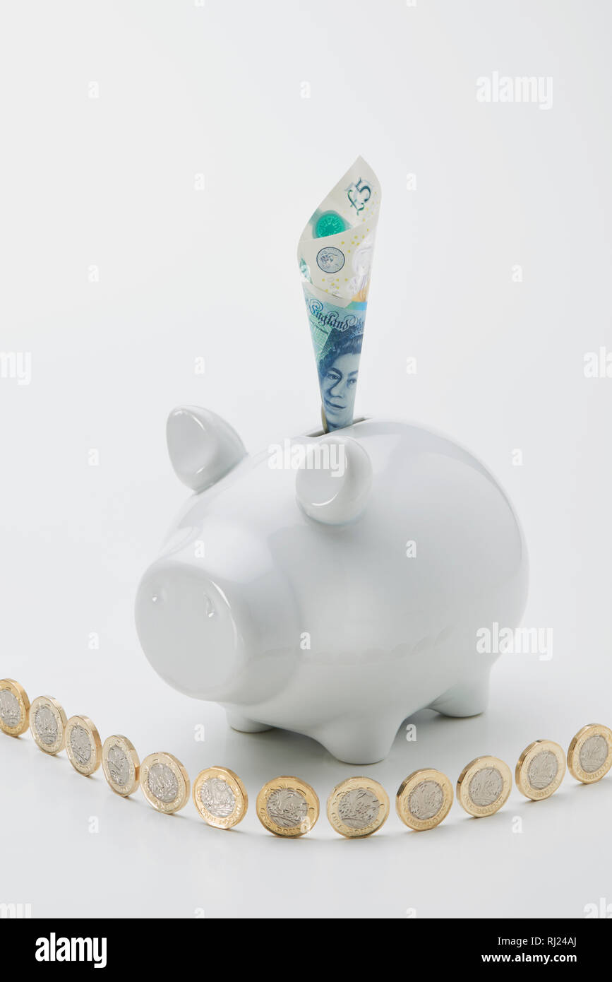 White Contemporary Piggy Bank Stock Photo