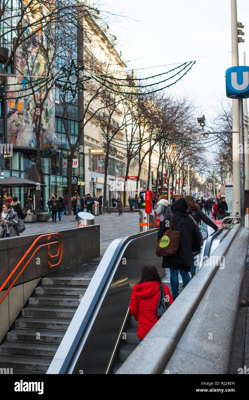 Zieglergasse u-bahn station on Mariahilfer Strasse shopping street, Vienna, Austria, Europe Stock Photo