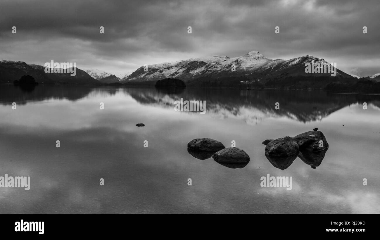 Grey morning at Derwentwater, Keswick, England Stock Photo Alamy