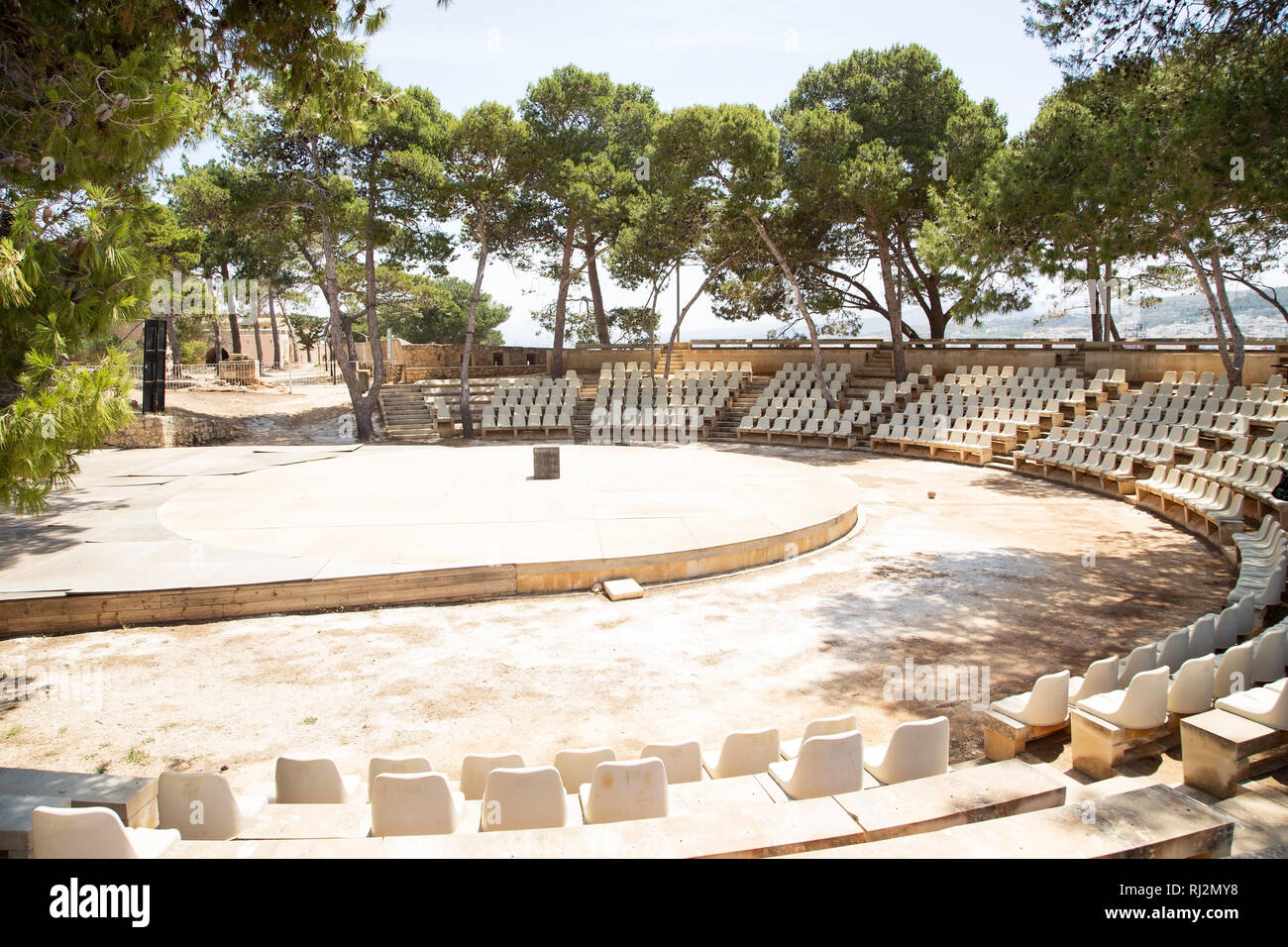 Contemporary amphitheater in the old town of Rethymno, Crete, Greece Stock Photo