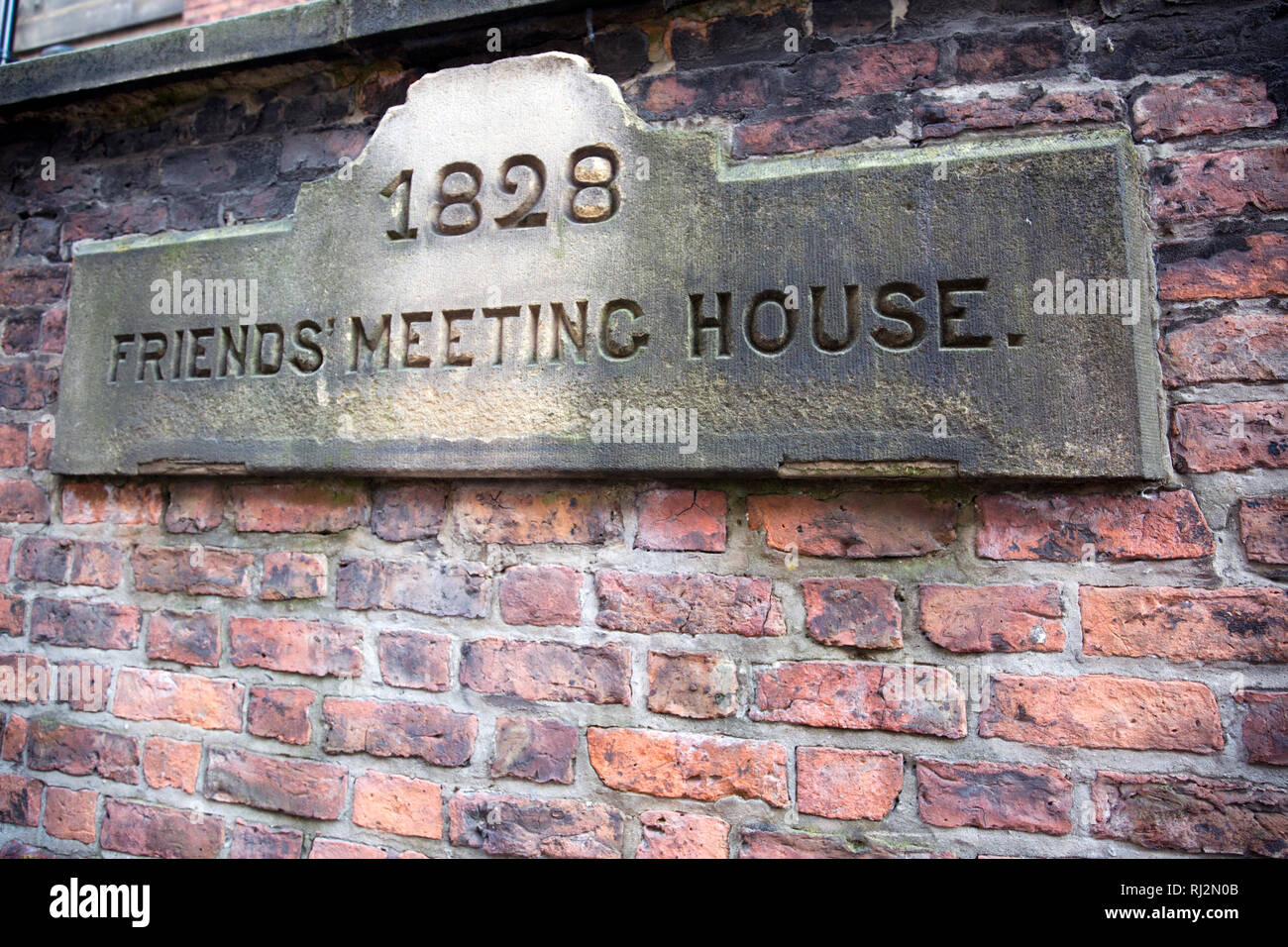 Plaque of the friends meeting house Stock Photo