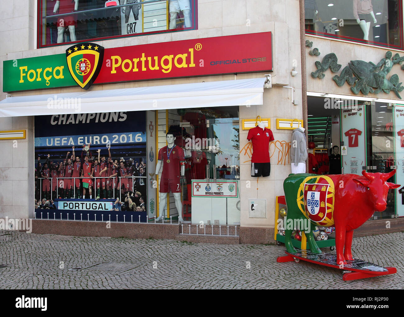 Official Football Store at Lagos in Portugal Stock Photo