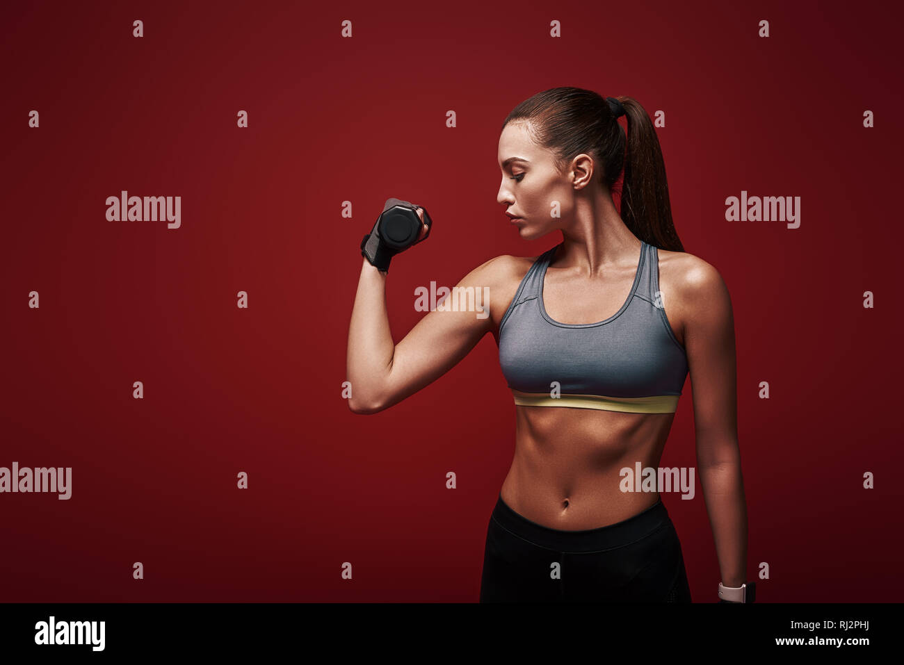 fitness woman with girl red alamy stock photo