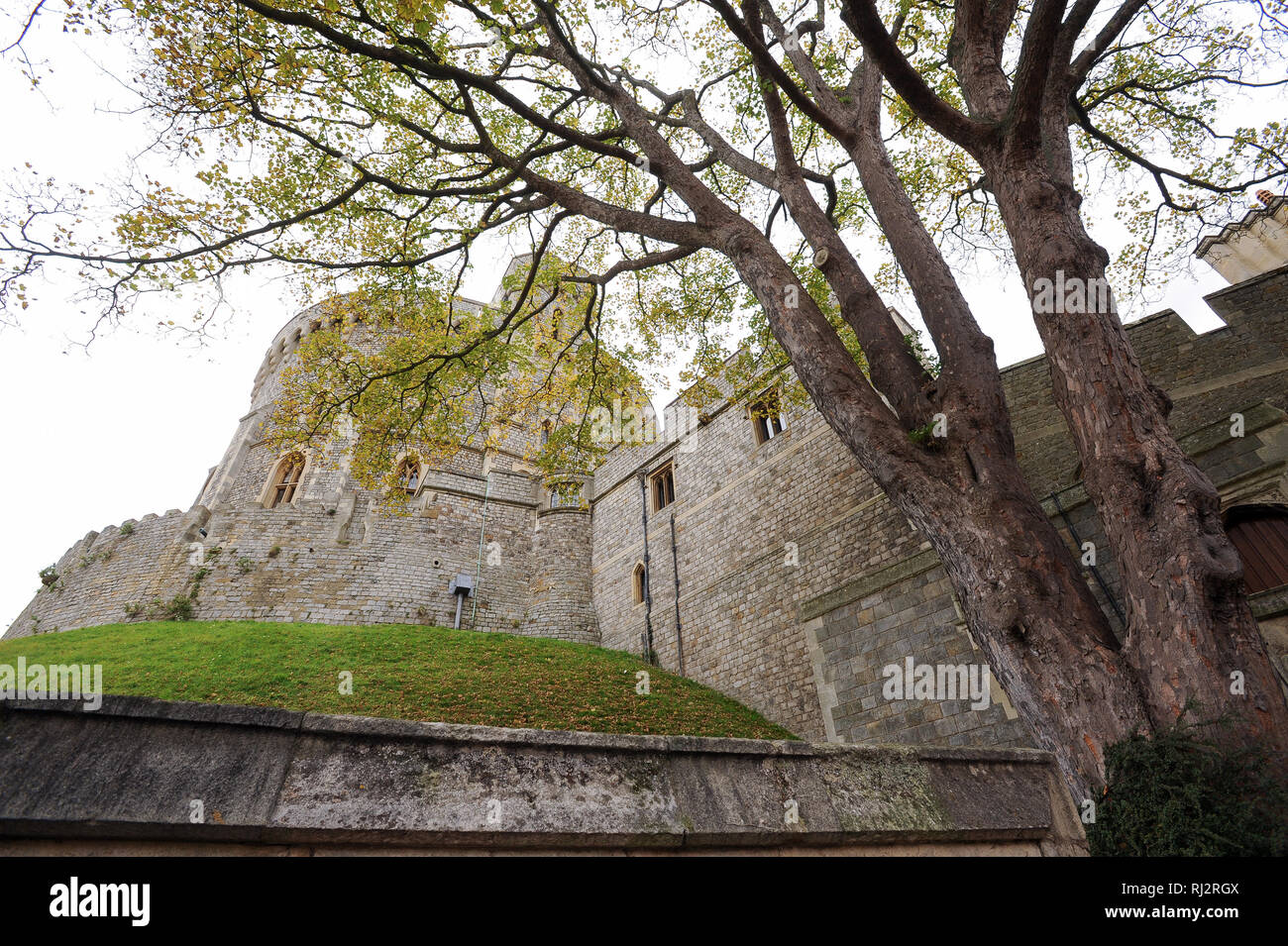 Upper Ward with Norman Gate and Round Tower of Windsor Castle royal residence in Windsor