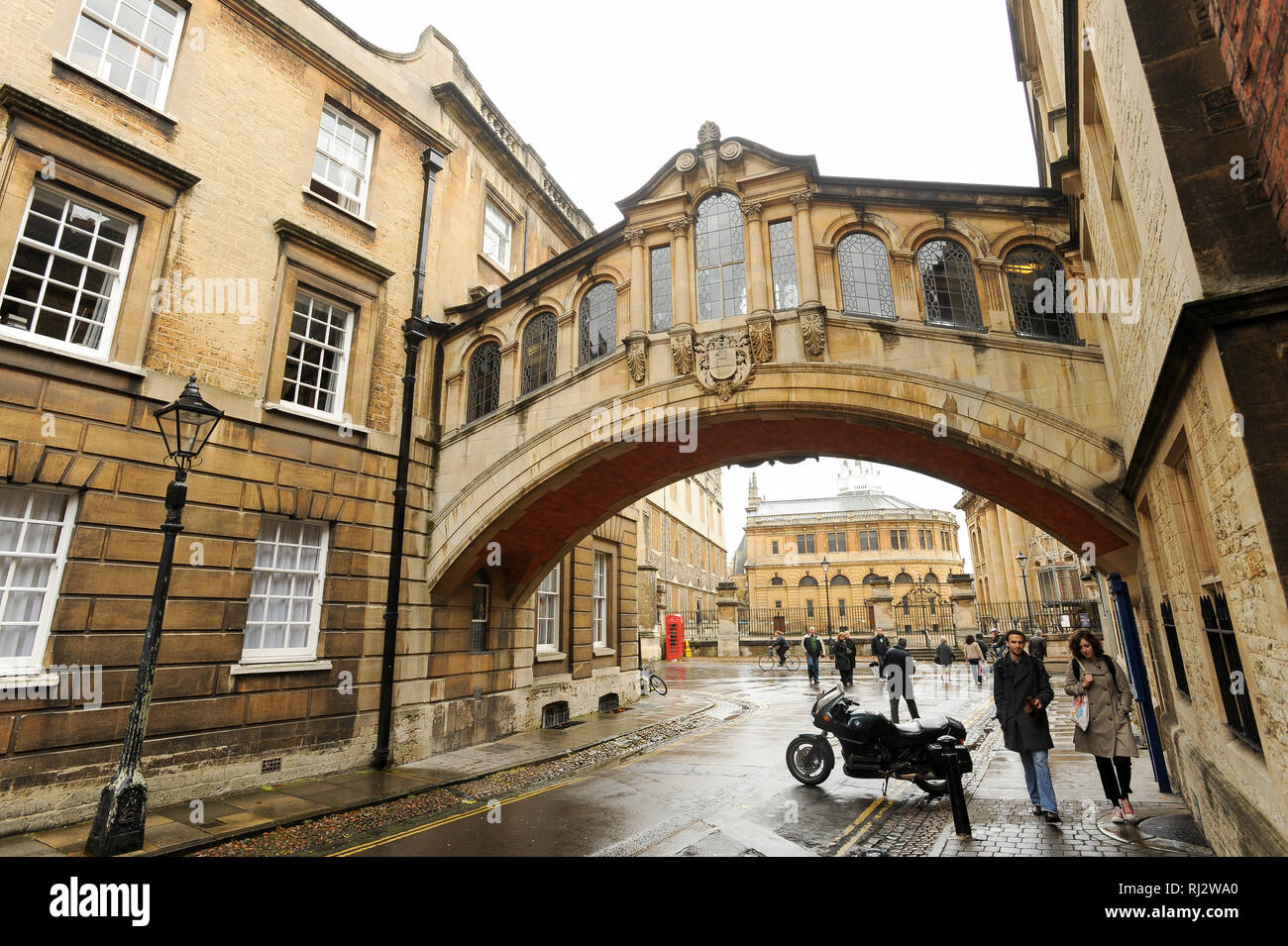 Bridge of Sighs (Hertford Bridge) over New College Lane, Hertford College, University of Oxford one of the oldest universities in the world. Historic  Stock Photo