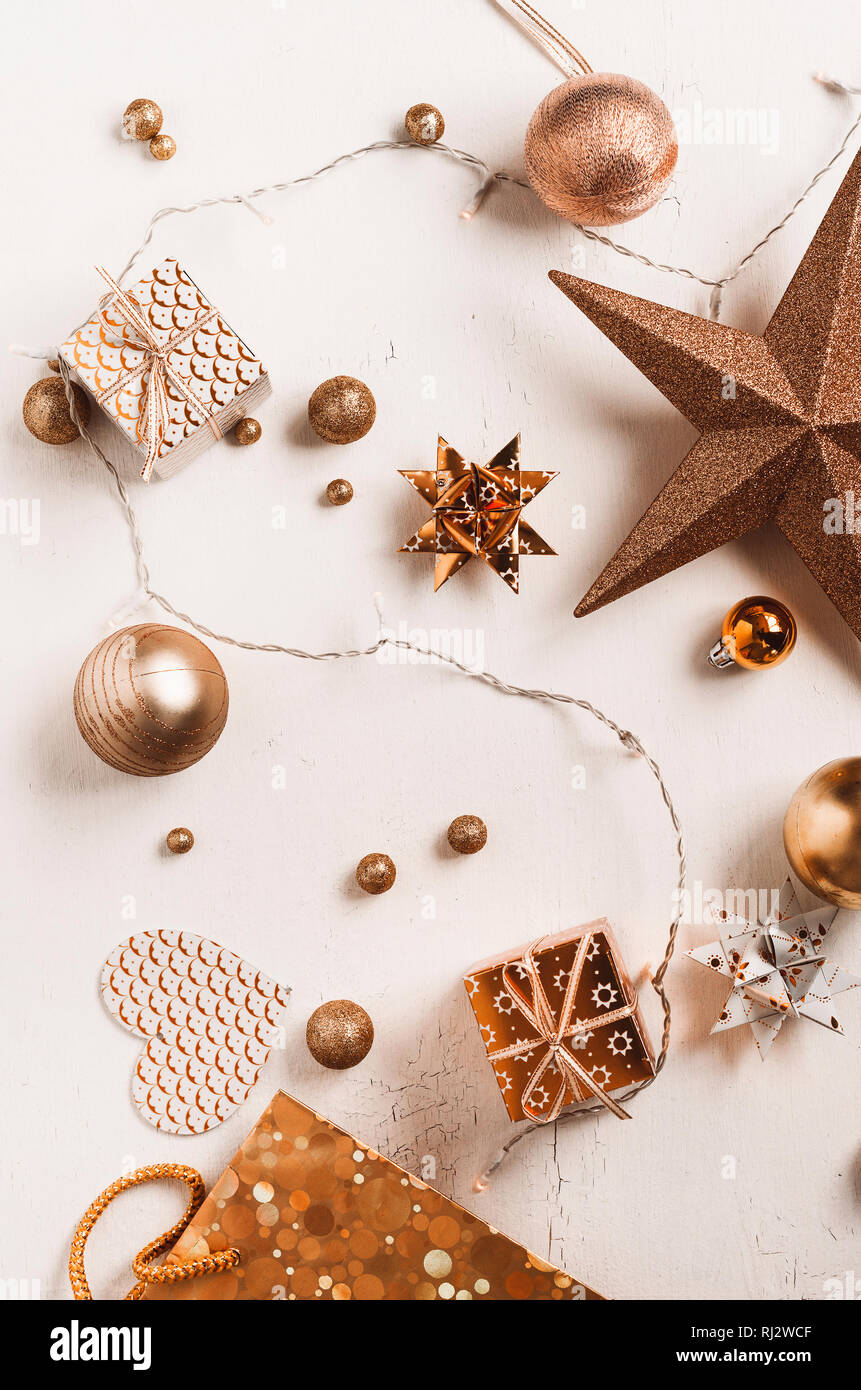 Christmas decoration flat lay Stock Photo