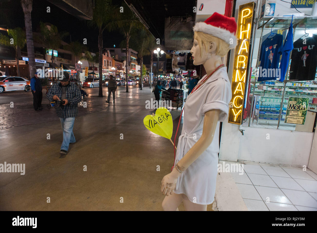 Tijuana, Mexico: Viagra promotion, pharmacy Stock Photo - Alamy
