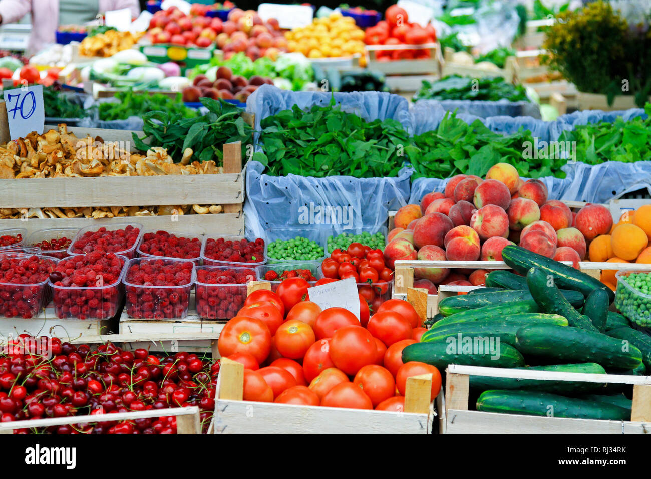 Fresh fruits and vegetables at farmers market Stock Photo Alamy