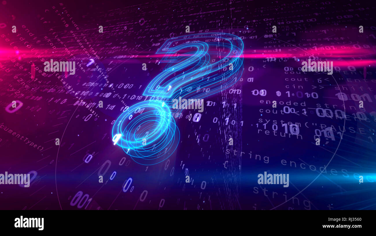 Question mark sign on digital background. Abstract concept of internet ...