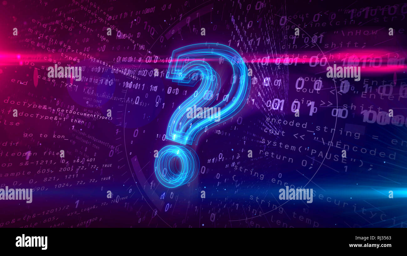 Question mark sign on digital background. Abstract concept of internet ...