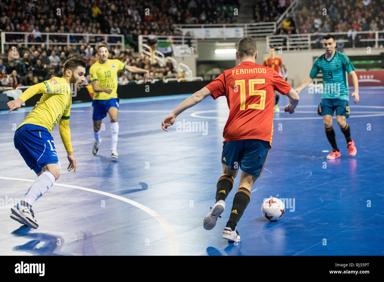 Indoor footsal match of national teams of Spain and Brazil Indoor footsal match of national teams of Spain and Brazil