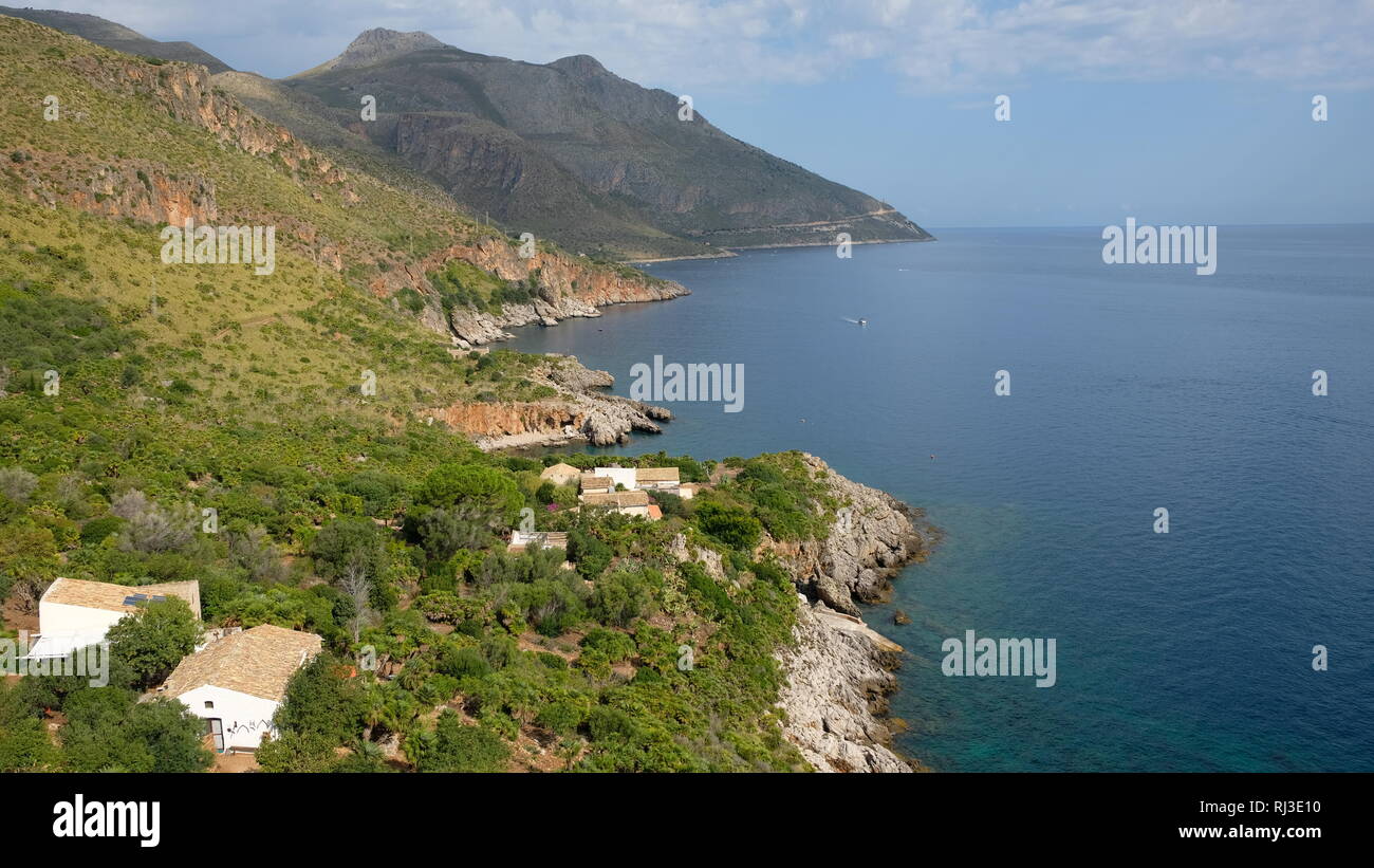 Zingaro Reserve, Province of Trapani, Sicily. This is a view of the paradisiac reserve. It´s pristine. Stock Photo