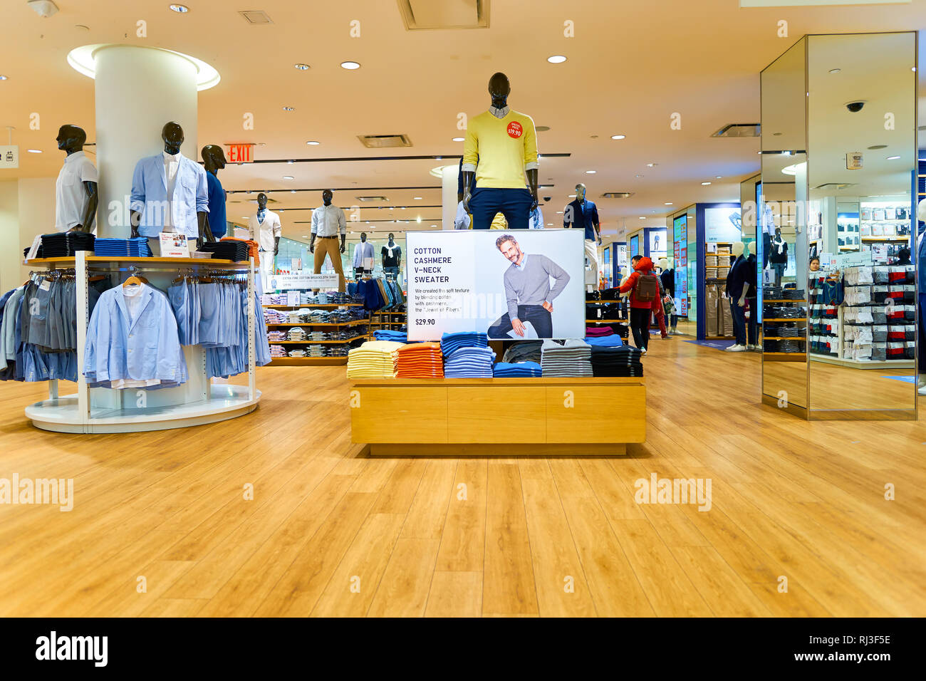 NEW-YORK - MARCH 20, 2016: inside of Uniqlo store. Uniqlo Co., Ltd. is a  Japanese casual wear designer, manufacturer and retailer Stock Photo - Alamy