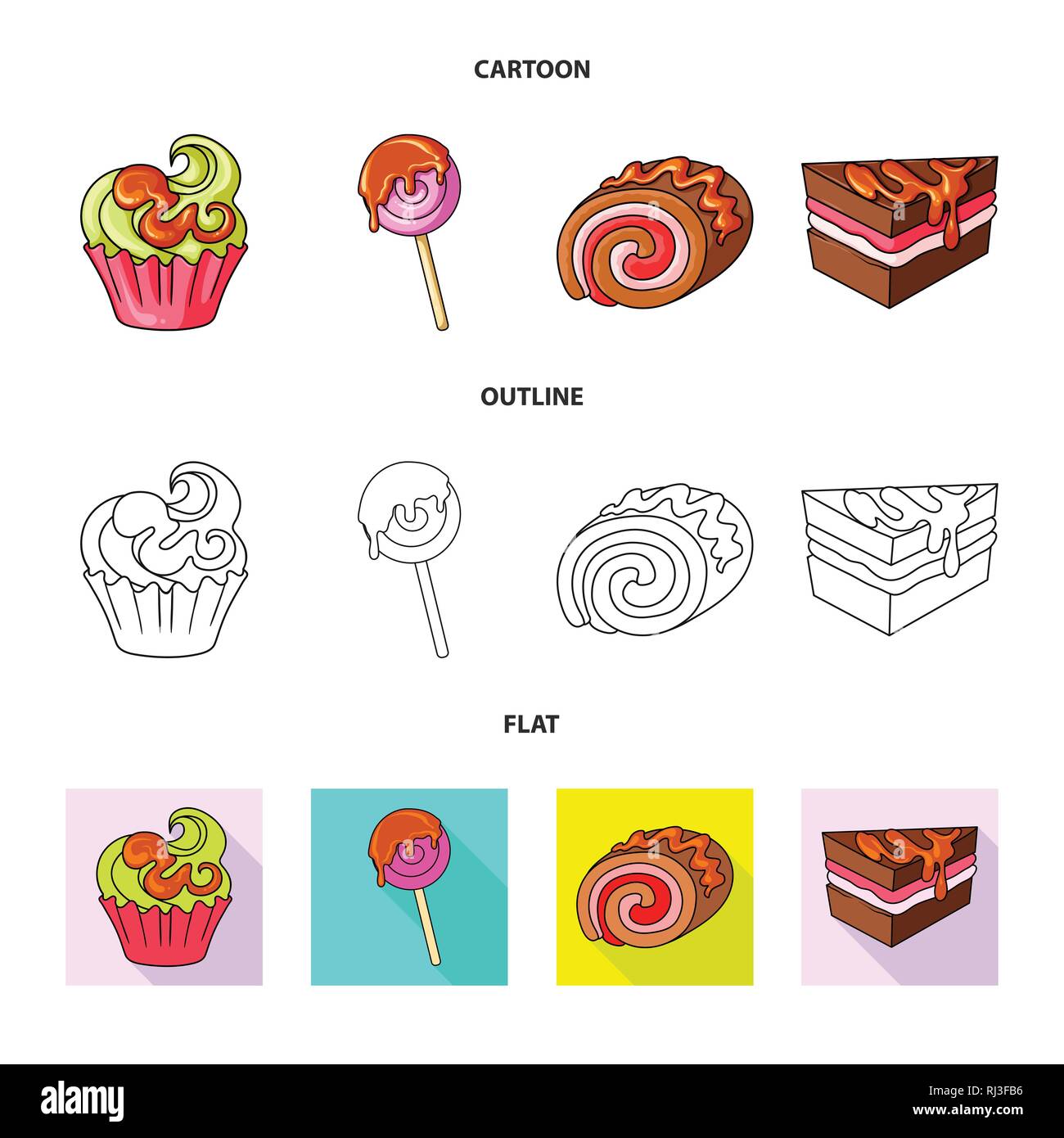 Vector design of confectionery and culinary symbol. Collection of