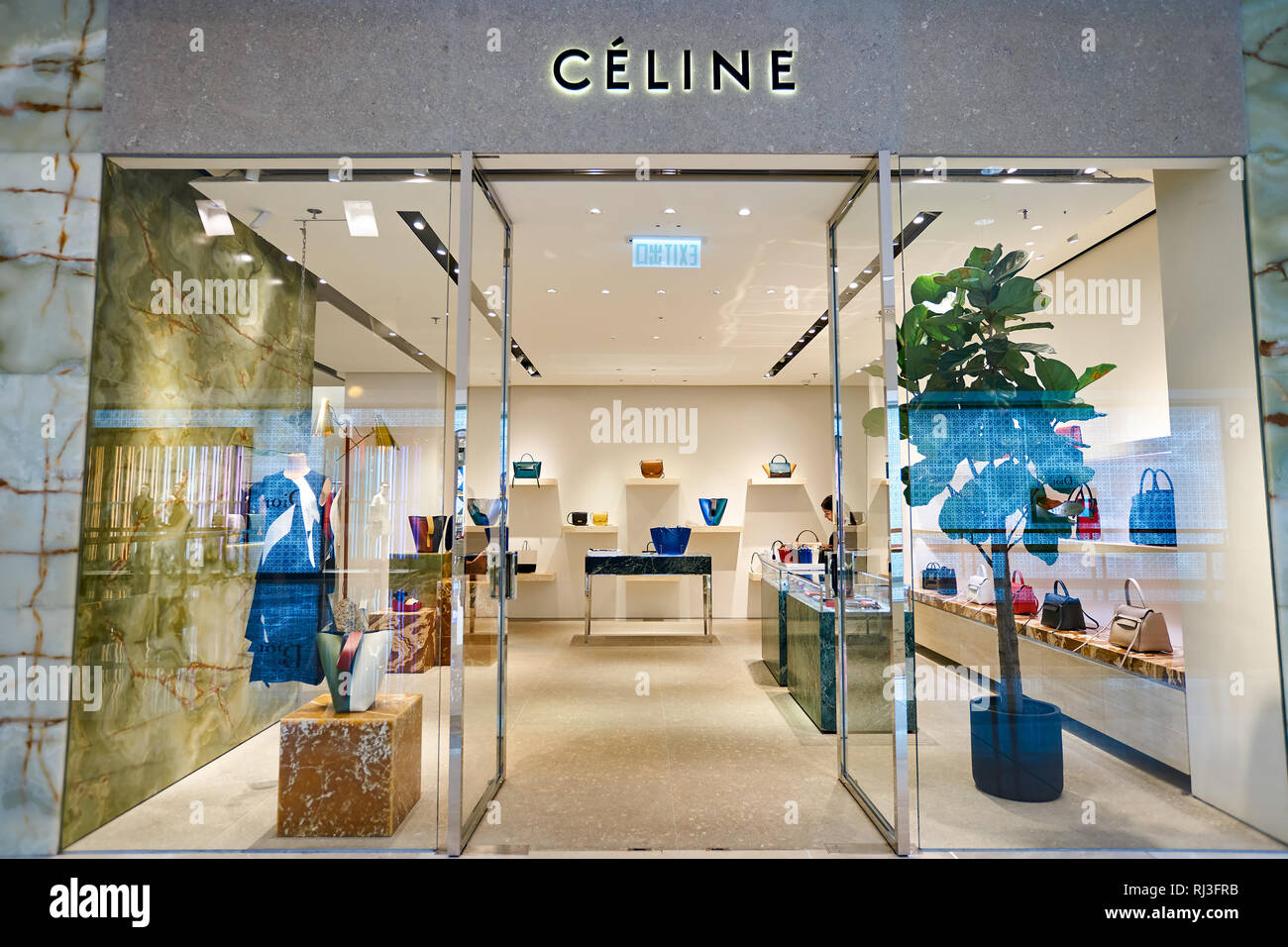 HONG KONG - JANUARY 26, 2016: Celine logo on the wall at Elements Shopping  Mall. Celine is a French ready-to-wear and leather luxury goods brand Stock  Photo - Alamy