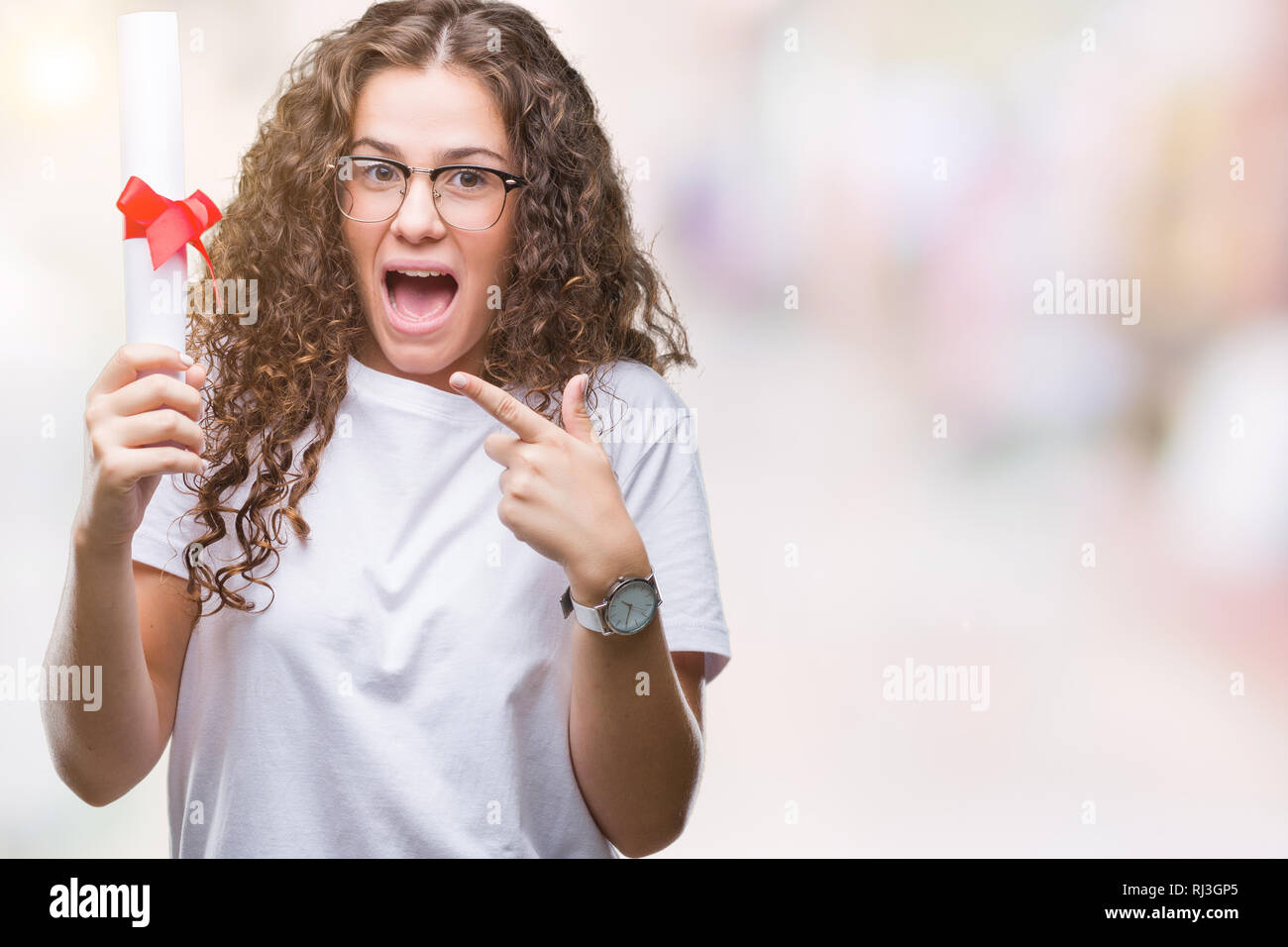 Cheerful Pretty Girl Wearing Glasses. Isolated Stock Image - Image of  female, brunette: 129367037