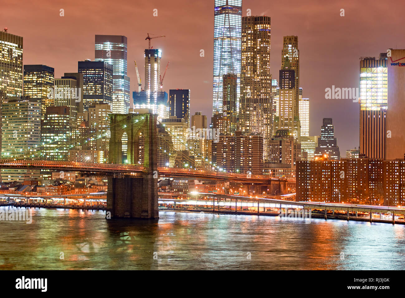 NEW YORK - CIRCA MARCH 2016: view of New-York City from Brooklyn. The City of New York, often called New York City or simply New York, is the most pop Stock Photo