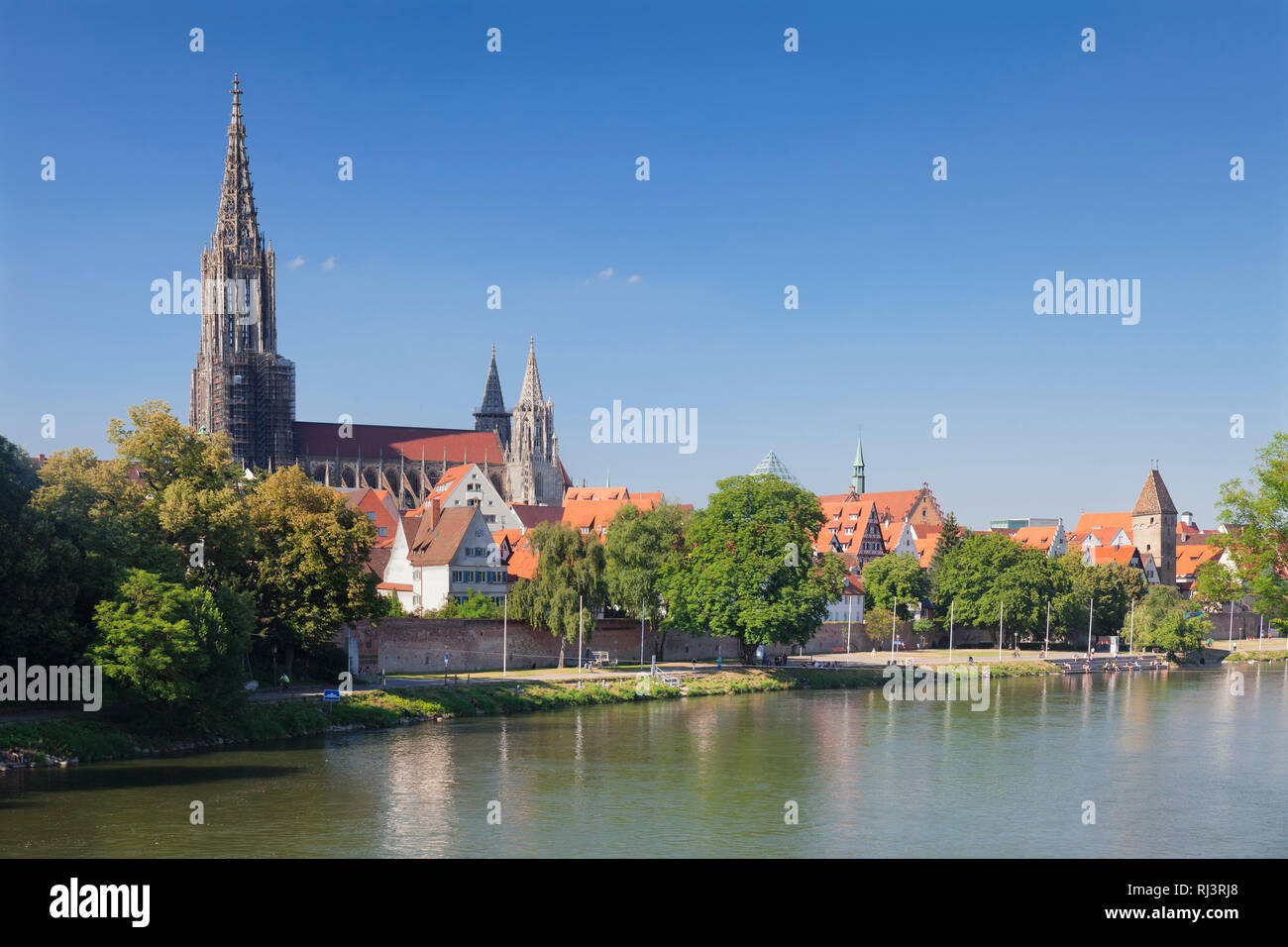Blick über die Donau zum Münster, Ulm, Baden-Württemberg, Deutschland Stock Photo
