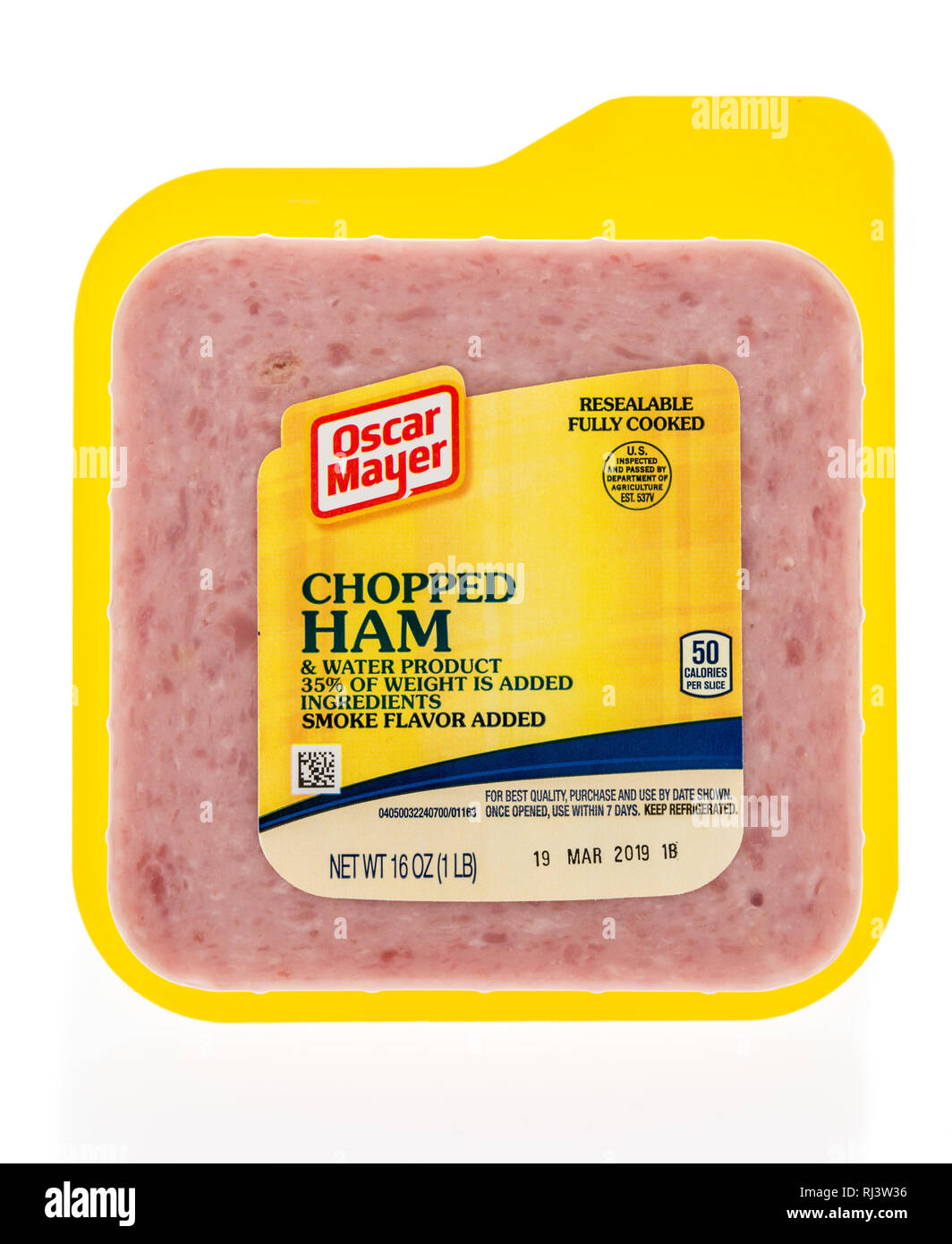 Winneconne, WI - 2 Feb 2019: A package of Oscar mayer chopped ham lunch meat on an isolated background Stock Photo