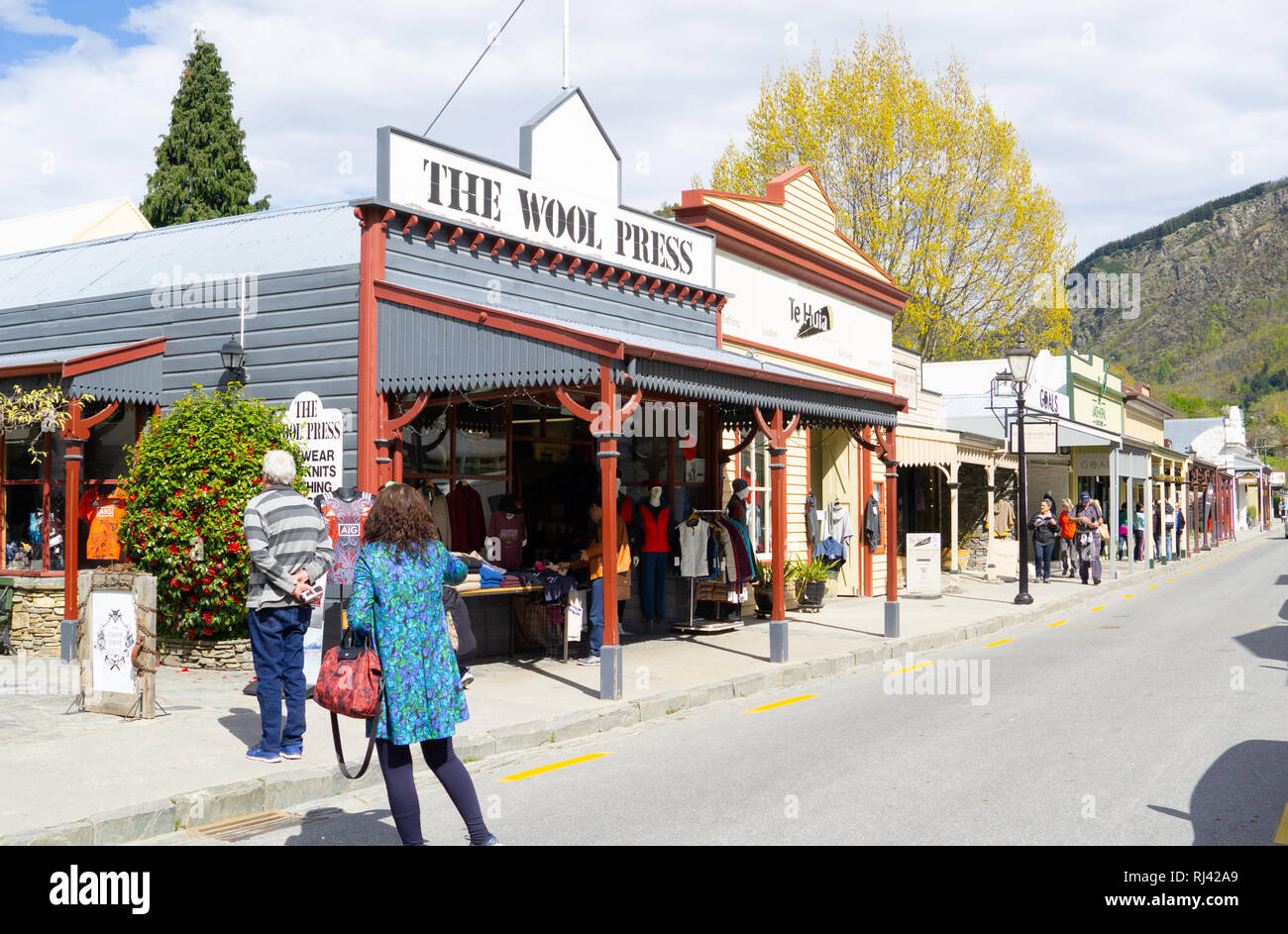 ARROWTOWN, NEW ZEALAND - OCTOBER17 2018; typical day in street in popular laid-back tourist town with it's historic character buildings and people Stock Photo